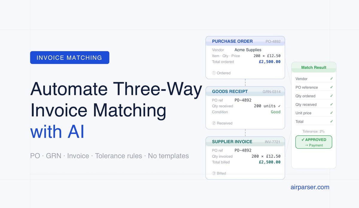 How to Automate Three-Way Invoice Matching with AI
