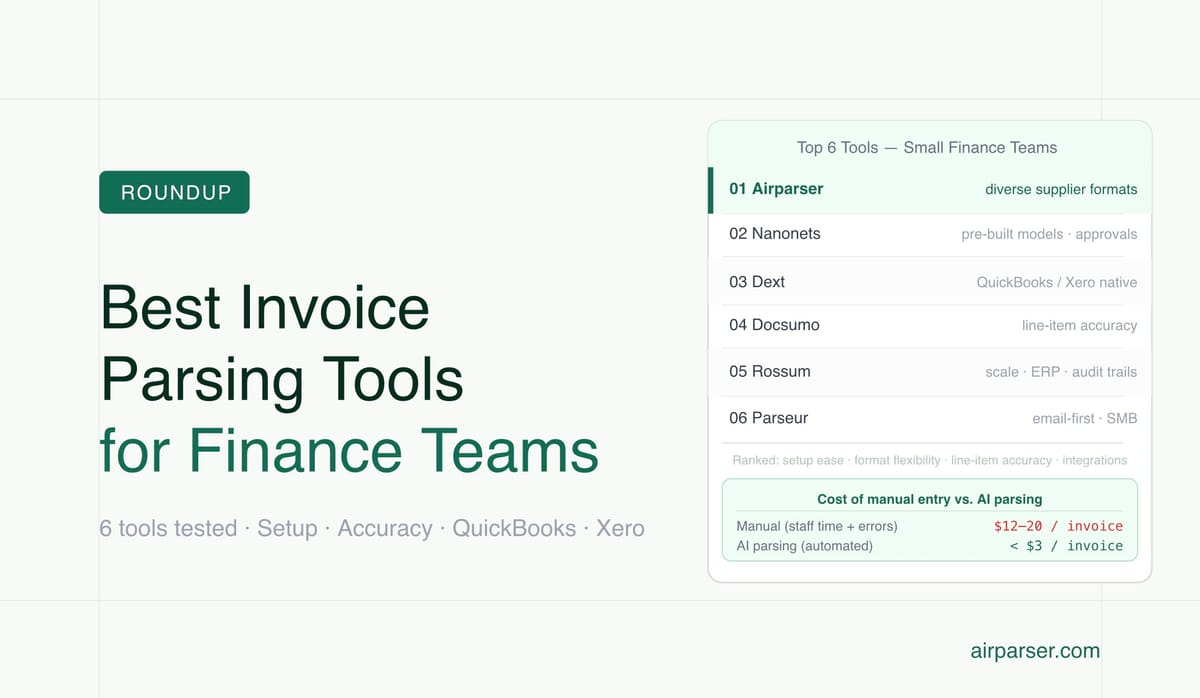 Best Invoice Parsing Tools for Small Finance Teams in 2026