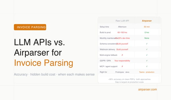 LLM APIs vs. Airparser for Invoice Parsing: An Honest Comparison
