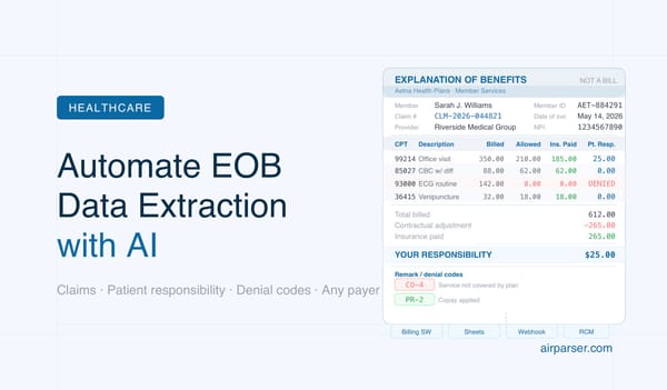 How to Automate EOB (Explanation of Benefits) Data Extraction with AI