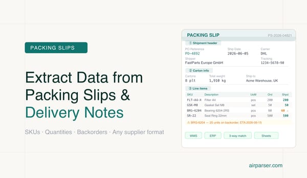 How to Extract Data from Packing Slips and Delivery Notes Automatically